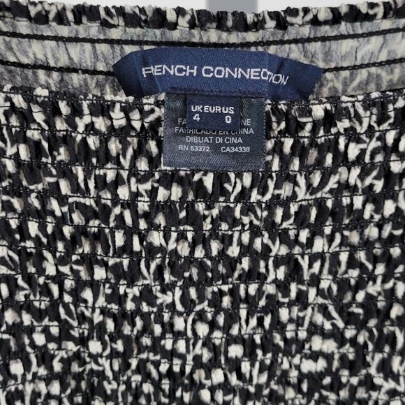 FRENCH CONNECTION elao verona crepe midi smock dress black Sz 0 - Picture 7 of 8